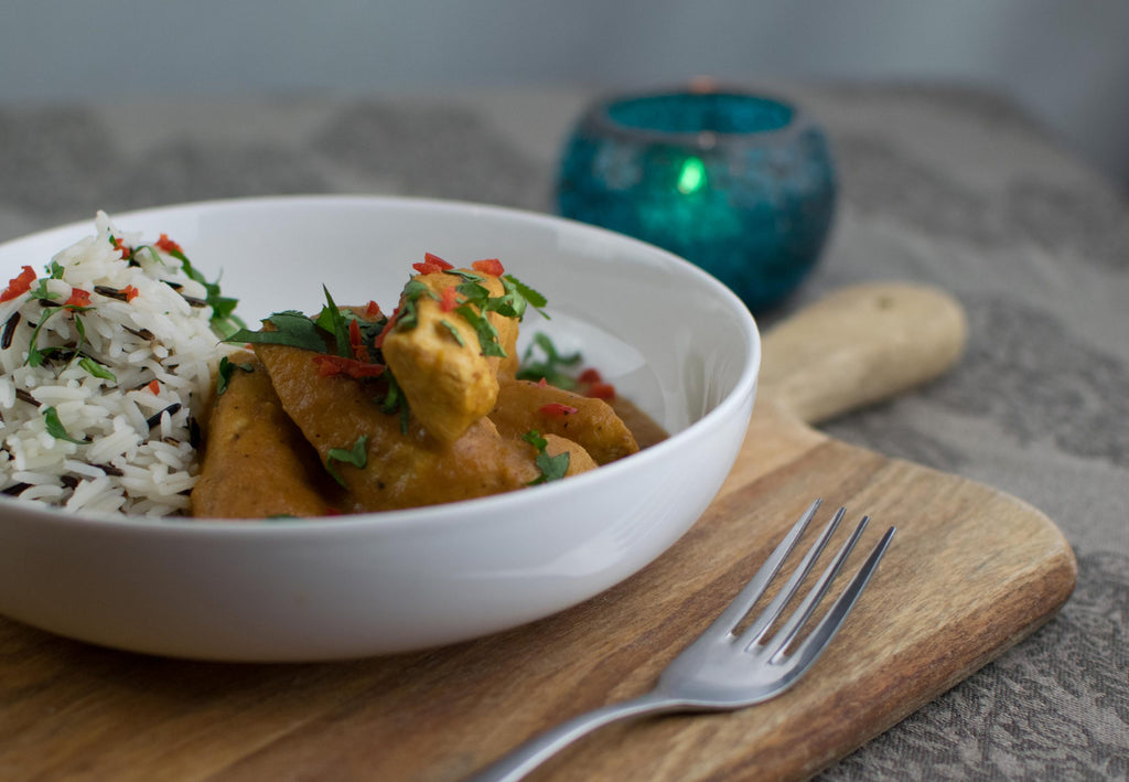Chicken with Roasted Coriander in a Coconut Curry Sauce